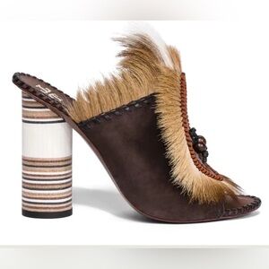 Tory Burch Phoenix fur mule heel